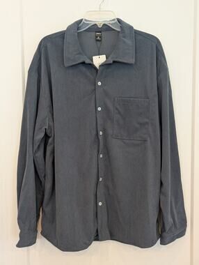 DAZY Mens XL Blue Gray Corduroy Shirt Jacket Oversized Lg. Slv. Button Down NWT